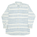 DONNELLY Mens Shirt Blue Fair Isle Long Sleeve L