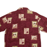 JOE MARLIN Mens Hawaiian Shirt Maroon Floral L