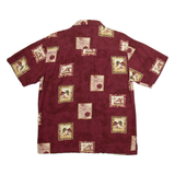 JOE MARLIN Mens Hawaiian Shirt Maroon Floral L