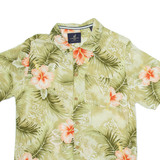 CARIBBEAN JOE Mens Hawaiian Shirt Green Floral M