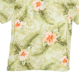 CARIBBEAN JOE Mens Hawaiian Shirt Green Floral M