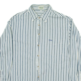 GUESS JEANS Mens Shirt White Striped Long Sleeve L