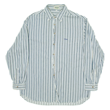GUESS JEANS Mens Shirt White Striped Long Sleeve L