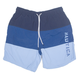 NAUTICA Mesh Lined Mens Swimming Shorts Blue Relaxed Colourblock L W32