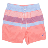 NAUTICA Mesh Lined Mens Swimming Shorts Pink Relaxed Striped M W30