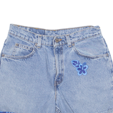LEVI'S High Waist 575 Cut Off Floral Orange Tab Womens Denim Shorts Blue Regular M W29