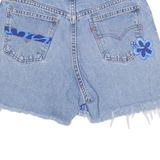 LEVI'S High Waist 575 Cut Off Floral Orange Tab Womens Denim Shorts Blue Regular M W29