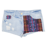 HOT PANT Womens Denim Shorts Blue UK 16 W36