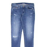 TOMMY HILFIGER Nora Mid Rise Distressed Womens Jeans Blue Slim Skinny W31 L31