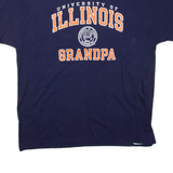 HANES University Of Illinois Mens T-Shirt Blue USA Roll Neck XL