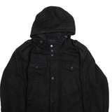GUESS Mens Chore Coat Black Wool Hooded XL