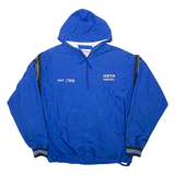 CHAMPION Center Basketball 1/4 Zip Mens Anorak Jacket Blue Nylon Hooded L