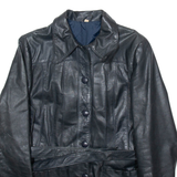 DRESS Womens Trench Coat Black Leather 90s M