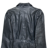 DRESS Womens Trench Coat Black Leather 90s M