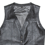 Mens Biker Waistcoat Black Leather Faux Leather S