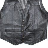 Mens Biker Waistcoat Black Leather Faux Leather S