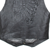 Mens Biker Waistcoat Black Leather Faux Leather S