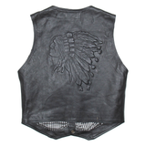 Mens Biker Waistcoat Black Leather Faux Leather S