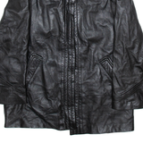 Mens Jacket Black Leather Faux Leather L