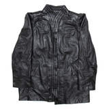 Mens Jacket Black Leather Faux Leather L