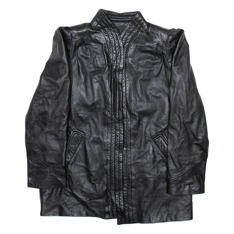 Mens Jacket Black Leather Faux Leather L