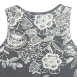 ADIDAS Cropped Floral Womens Vest Black Sleeveless UK 8