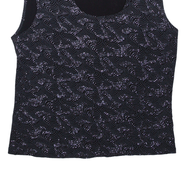 YOUR 6TH SENSE Y2K Sparkle Stretch Top Black Sleeveless Womens L