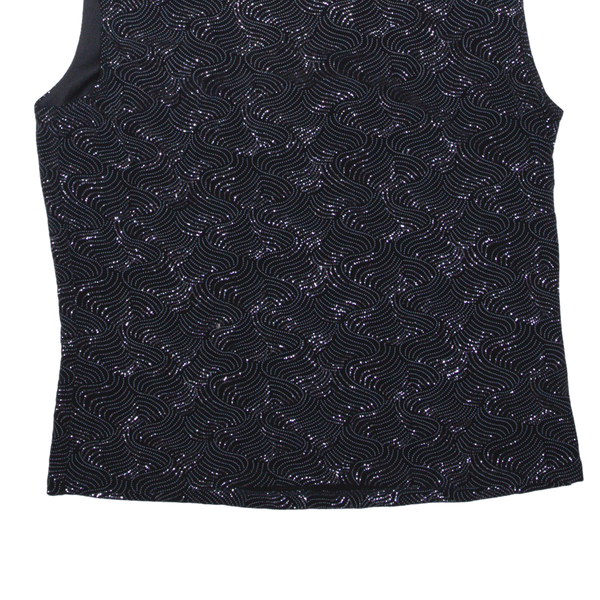 YOUR 6TH SENSE Y2K Sparkle Stretch Top Black Sleeveless Womens L