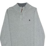 TIMBERLAND Mens Jumper Grey 1/4 Zip Tight Knit M