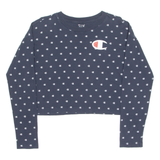 CHAMPION Cropped Womens T-Shirt Blue Crew Neck S