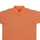 RALPH LAUREN CHAPS Mens Polo Shirt Orange Striped XL