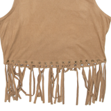 Cropped Tassel Womens Vest Brown Sleeveless M