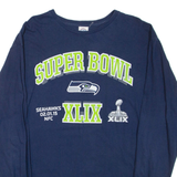 DELTA Seattle Seahawks Super Bowl Mens T-Shirt Blue Long Sleeve USA L