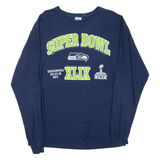 DELTA Seattle Seahawks Super Bowl Mens T-Shirt Blue Long Sleeve USA L