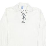 Oversized Mens Polo Shirt White Long Sleeve S