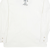 Oversized Mens Polo Shirt White Long Sleeve S