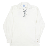 Oversized Mens Polo Shirt White Long Sleeve S