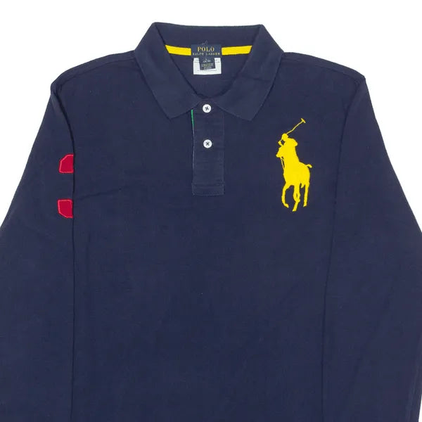 POLO RALPH LAUREN Polo Shirt Blue Long Sleeve Boys L