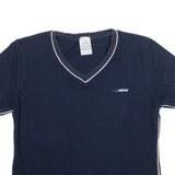 ADIDAS Womens T-Shirt Blue V-Neck UK 12