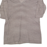 See Through Womens T-Shirt Brown 3/4 Sleeve V-Neck S