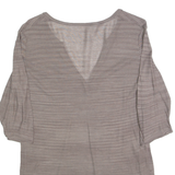 See Through Womens T-Shirt Brown 3/4 Sleeve V-Neck S