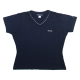 REEBOK Womens T-Shirt Blue V-Neck UK 12