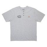 CARHARTT Garrety Glass Loose Fit Mens T-Shirt Grey Button Neck L