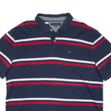 TOMMY HILFIGER Mens Polo Shirt Blue Striped 2XL