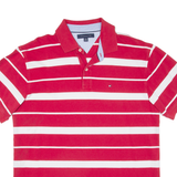TOMMY HILFIGER Mens Polo Shirt Red Striped XL