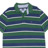 TOMMY HILFIGER Custom Fit Mens Polo Shirt Green Striped L