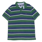 TOMMY HILFIGER Custom Fit Mens Polo Shirt Green Striped L