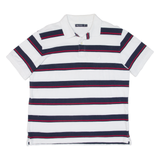 NAUTICA Mens Polo Shirt White Striped L