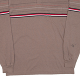 CAMPUS Mens Polo Shirt Brown Striped Long Sleeve M