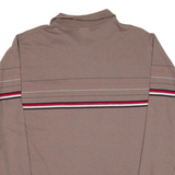 CAMPUS Mens Polo Shirt Brown Striped Long Sleeve M